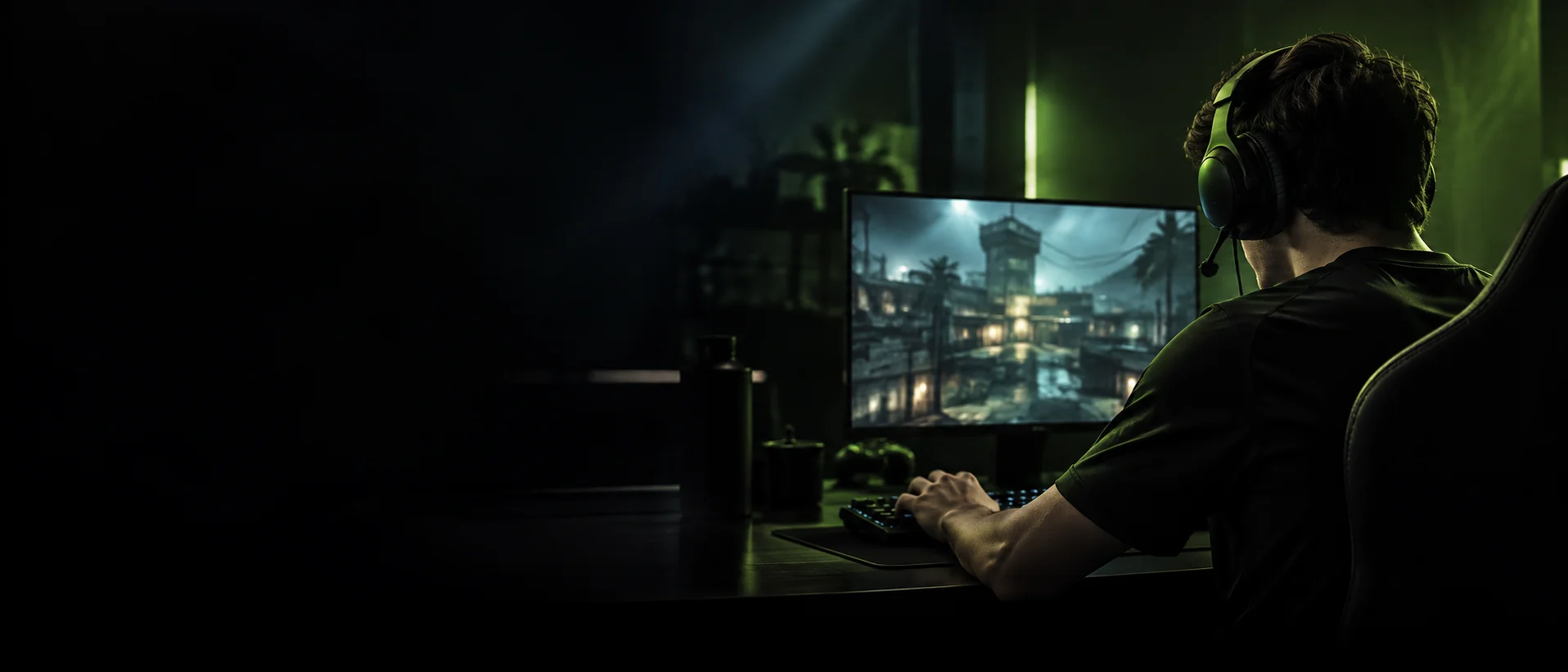 Esports competitor at their gaming setup